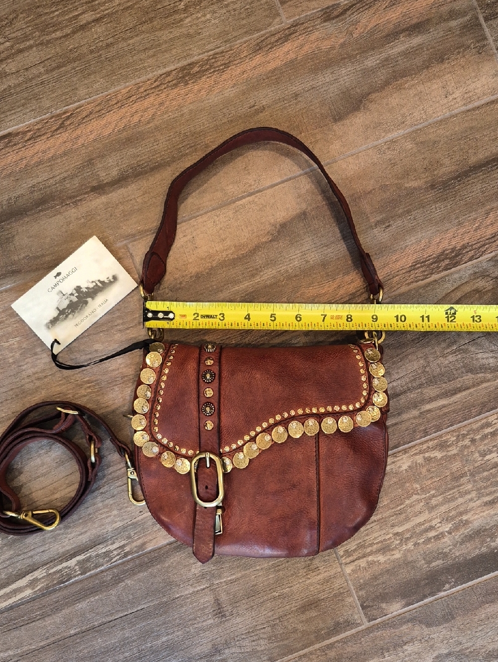 Campomaggi Felloniche Cognac "GIOACHINA" Genuine Leather Shoulder Crossbody Bag - Picture 14 of 16